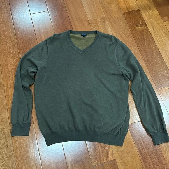 J. Crew Heathered Green Vintage Look 100% Cotton V-Neck Sweater Men's XL - Picture 1 of 9